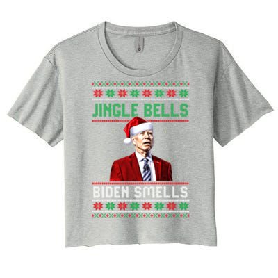 Santa Biden Smells Funny Confused Liberals Ugly Christmas Gift Women's Crop Top Tee