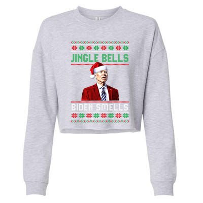 Santa Biden Smells Funny Confused Liberals Ugly Christmas Gift Cropped Pullover Crew