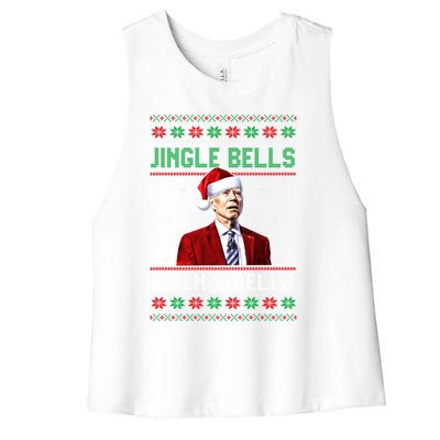 Santa Biden Smells Funny Confused Liberals Ugly Christmas Gift Women's Racerback Cropped Tank