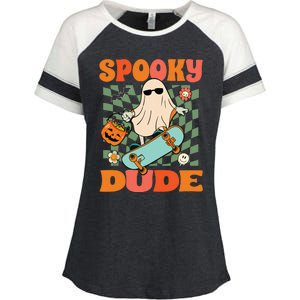 Skateboard Boo Spooky Jack O Lantern Halloween Costumes Boy Enza Ladies Jersey Colorblock Tee