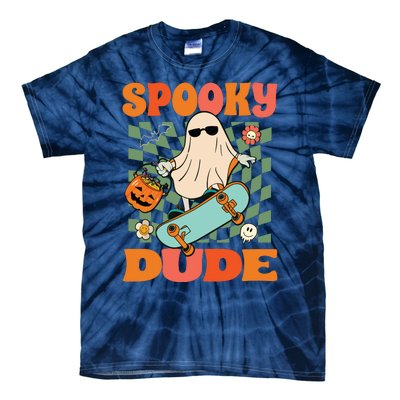 Skateboard Boo Spooky Jack O Lantern Halloween Costumes Boy Tie-Dye T-Shirt