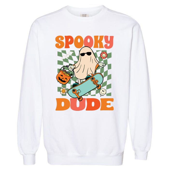 Skateboard Boo Spooky Jack O Lantern Halloween Costumes Boy Garment-Dyed Sweatshirt