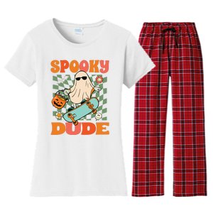 Skateboard Boo Spooky Jack O Lantern Halloween Costumes Boy Women's Flannel Pajama Set