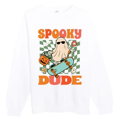 Skateboard Boo Spooky Jack O Lantern Halloween Costumes Boy Premium Crewneck Sweatshirt