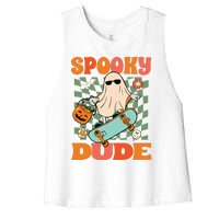 Skateboard Boo Spooky Jack O Lantern Halloween Costumes Boy Women's Racerback Cropped Tank