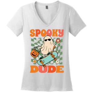 Skateboard Boo Spooky Jack O Lantern Halloween Costumes Boy Women's V-Neck T-Shirt