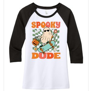 Skateboard Boo Spooky Jack O Lantern Halloween Costumes Boy Women's Tri-Blend 3/4-Sleeve Raglan Shirt