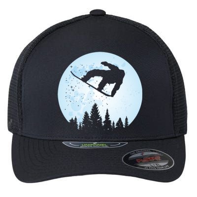 Snowboard Bigfoot Ski Gift Funny Sasquatch Skiing Flexfit Unipanel Trucker Cap