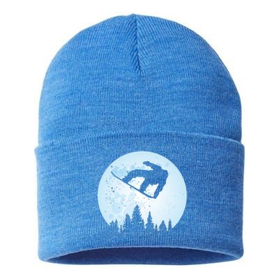 Snowboard Bigfoot Ski Gift Funny Sasquatch Skiing Sustainable Knit Beanie