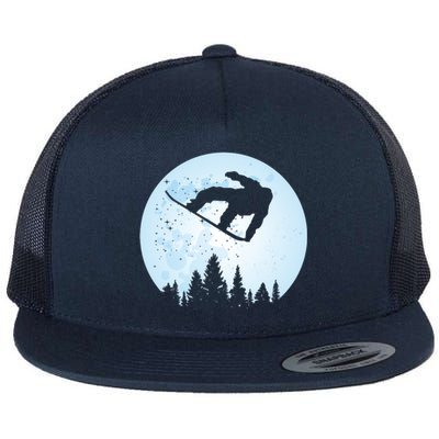 Snowboard Bigfoot Ski Gift Funny Sasquatch Skiing Flat Bill Trucker Hat