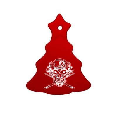 Skull Billiards Snooker Billiard 8 Ball Player Cue Sports Gift Ceramic Tree Ornament