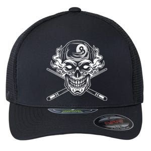 Skull Billiards Snooker Billiard 8 Ball Player Cue Sports Flexfit Unipanel Trucker Cap