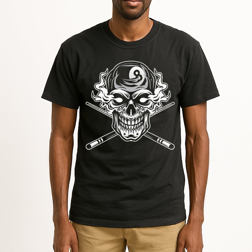 Skull Billiards Snooker Billiard 8 Ball Player Cue Sports Tall T-Shirt