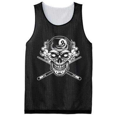 Skull Billiards Snooker Billiard 8 Ball Player Cue Sports Mesh Reversible Basketball Jersey Tank