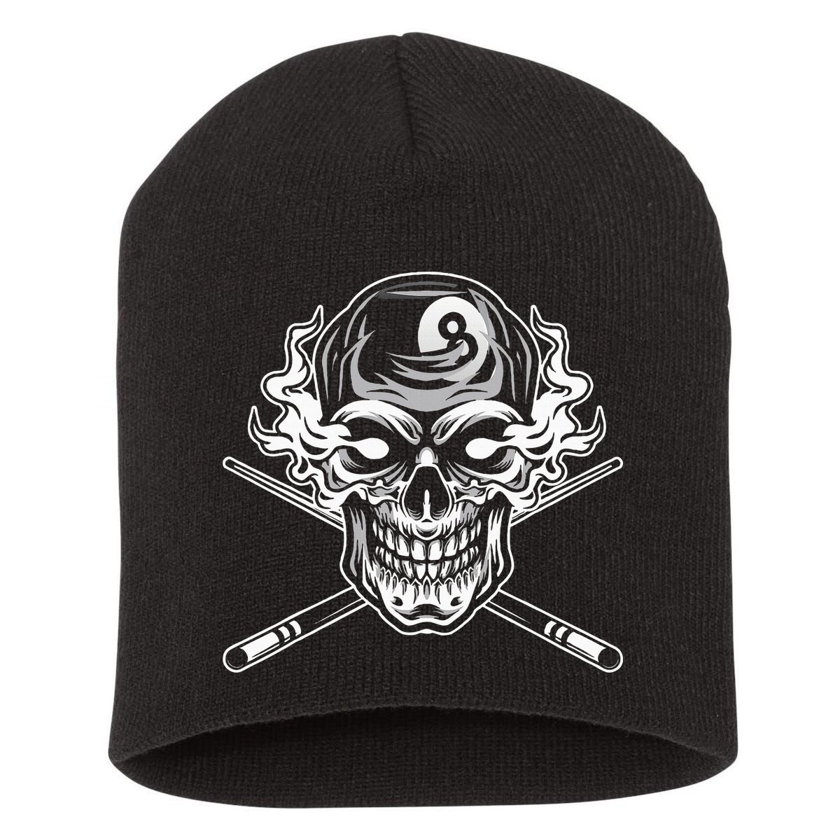 Skull Billiards Snooker Billiard 8 Ball Player Cue Sports Short Acrylic Beanie