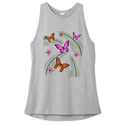 Sumer Butterflies Ladies PosiCharge Tri-Blend Wicking Tank