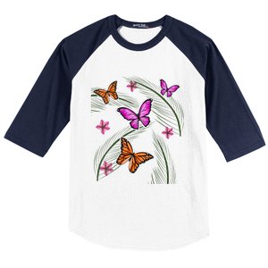 Sumer Butterflies Baseball Sleeve Shirt