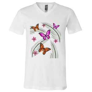 Sumer Butterflies V-Neck T-Shirt