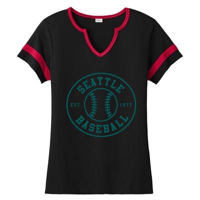 Seattle Baseball Seventh Inning Stretch Fan Gear Ladies Halftime Notch Neck Tee