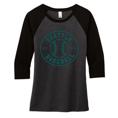 Seattle Baseball Seventh Inning Stretch Fan Gear Women's Tri-Blend 3/4-Sleeve Raglan Shirt