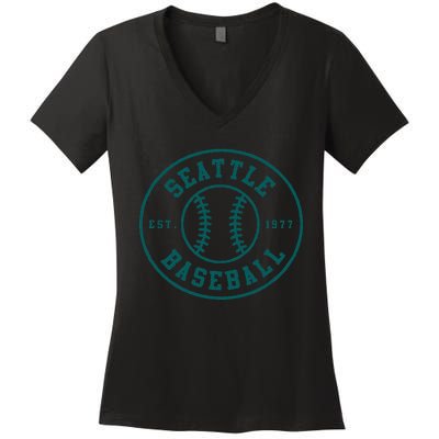 Seattle Baseball Seventh Inning Stretch Fan Gear Women's V-Neck T-Shirt