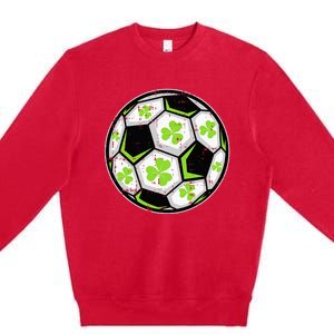 Soccer Ball Shamrock St Patricks Day Clover Premium Crewneck Sweatshirt