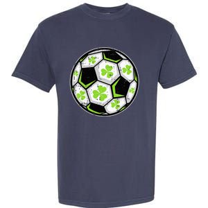 Soccer Ball Shamrock St Patricks Day Clover Garment-Dyed Heavyweight T-Shirt