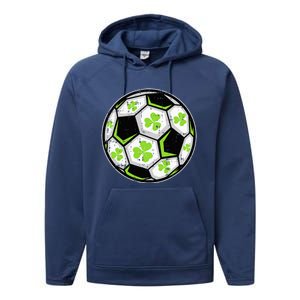 Soccer Ball Shamrock St Patricks Day Clover Performance Fleece Hoodie