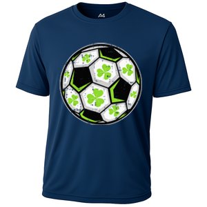 Soccer Ball Shamrock St Patricks Day Clover Cooling Performance Crew T-Shirt