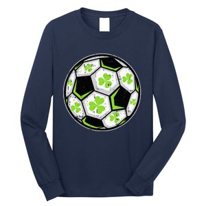 Soccer Ball Shamrock St Patricks Day Clover Long Sleeve Shirt