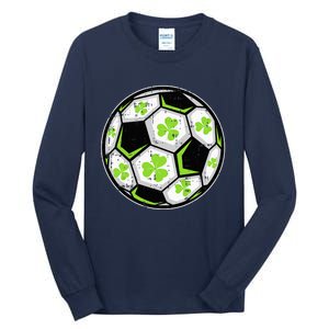 Soccer Ball Shamrock St Patricks Day Clover Tall Long Sleeve T-Shirt