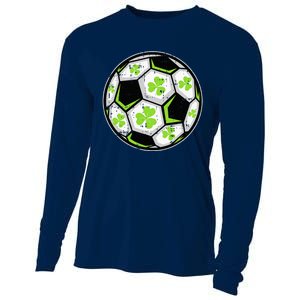 Soccer Ball Shamrock St Patricks Day Clover Cooling Performance Long Sleeve Crew