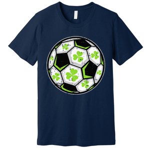 Soccer Ball Shamrock St Patricks Day Clover Premium T-Shirt