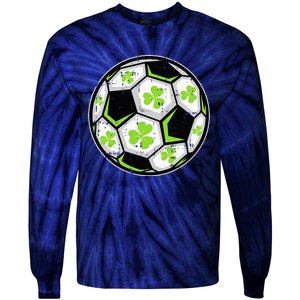 Soccer Ball Shamrock St Patricks Day Clover Tie-Dye Long Sleeve Shirt