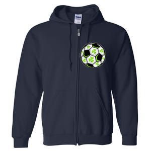 Soccer Ball Shamrock St Patricks Day Clover Full Zip Hoodie