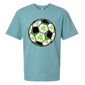 Soccer Ball Shamrock St Patricks Day Clover Sueded Cloud Jersey T-Shirt