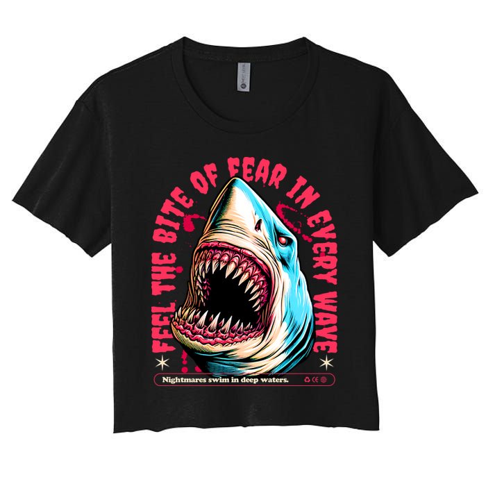 SHARK BITE Women's Crop Top Tee