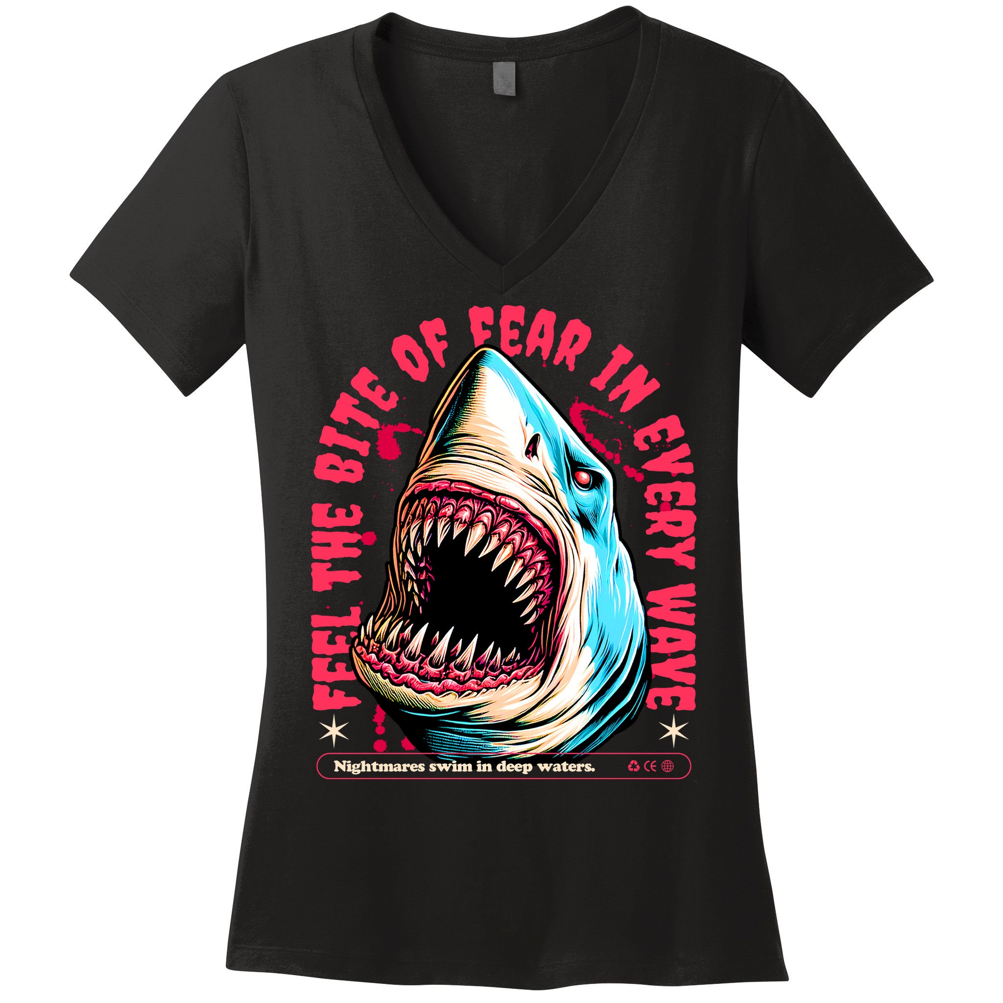SHARK BITE Women's V-Neck T-Shirt