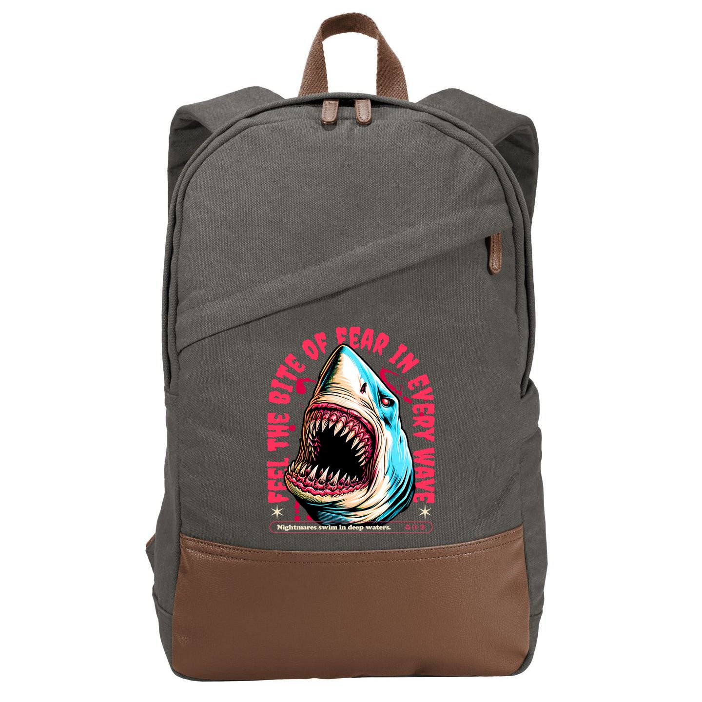 SHARK BITE Cotton Canvas Backpack