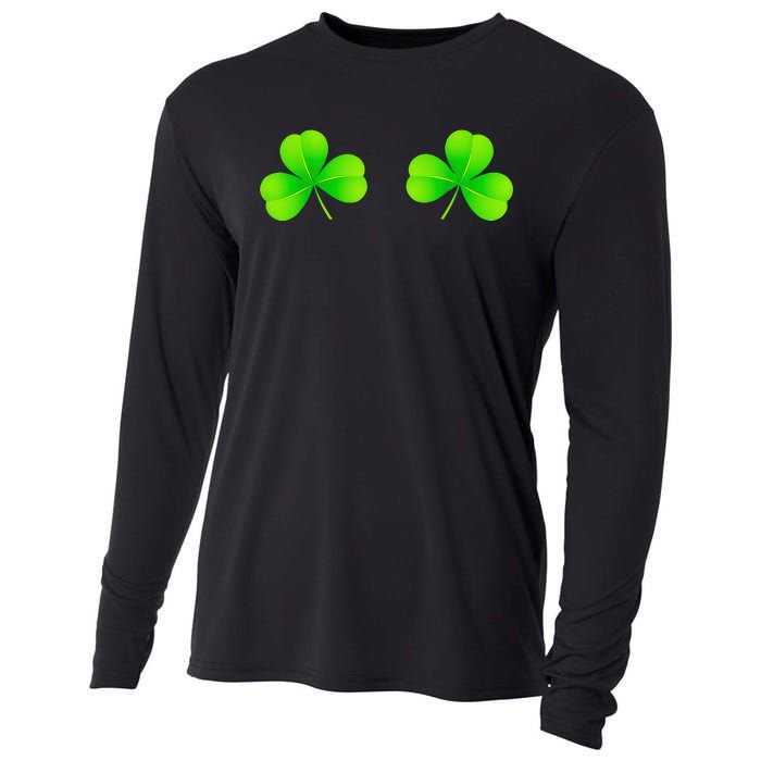 Shamrock Boobs Saint St Patrick's Paddys Day Irish Boobies Cooling Performance Long Sleeve Crew