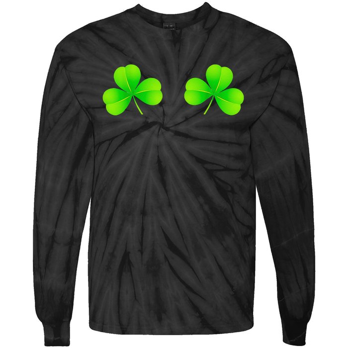 Shamrock Boobs Saint St Patrick's Paddys Day Irish Boobies Tie-Dye Long Sleeve Shirt