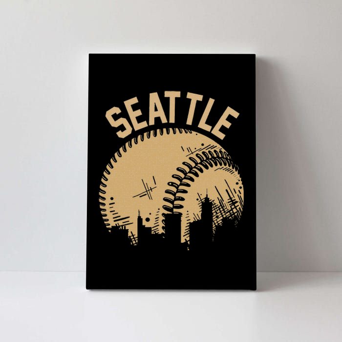 Seattle Baseball Skyline Washington Player Coach Fan Canvas