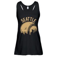 Seattle Baseball Skyline Washington Player Coach Fan Ladies Essential Flowy Tank