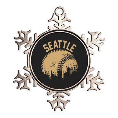 Seattle Baseball Skyline Washington Player Coach Fan Metallic Star Ornament