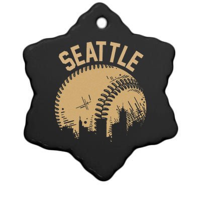 Seattle Baseball Skyline Washington Player Coach Fan Ceramic Star Ornament