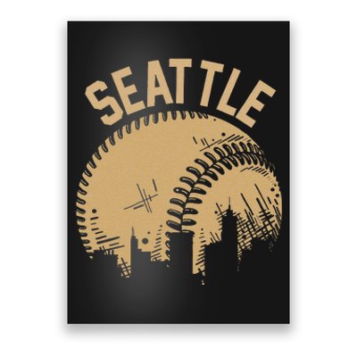 Seattle Baseball Skyline Washington Player Coach Fan Poster