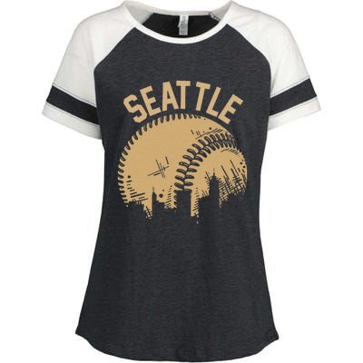 Seattle Baseball Skyline Washington Player Coach Fan Enza Ladies Jersey Colorblock Tee