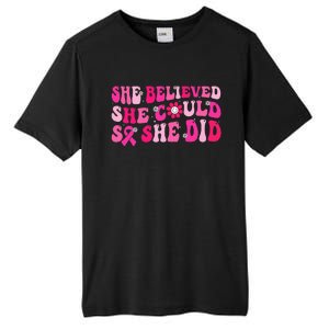 She Believed She Could So She Did Pink Breast Cancer Warrior Tall Fusion ChromaSoft Performance T-Shirt