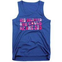 She Believed She Could So She Did Pink Breast Cancer Warrior Tank Top