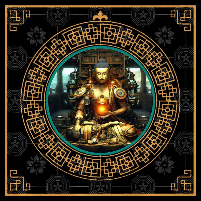 Steampunk Buddha Flexfit Unipanel Trucker Cap